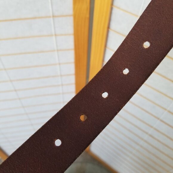 Ralph Lauren Polo Brown Leather Belt Distressed Hinged Buckle Men's Medium - Picture 5 of 13